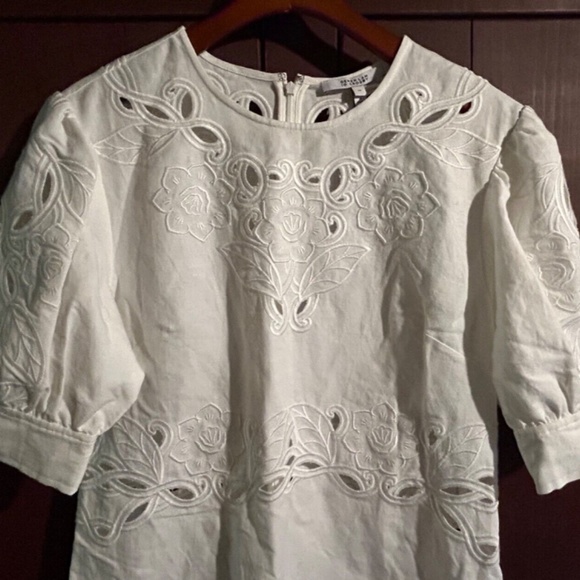 NWOT Derek Lam 10 Crosby Everett Eyelet Cotton Linen Mini Dress White Size 6 - Picture 5 of 15